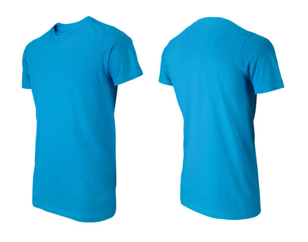 istock Blue T-shirts front and perspective view isolated on white 1168895941