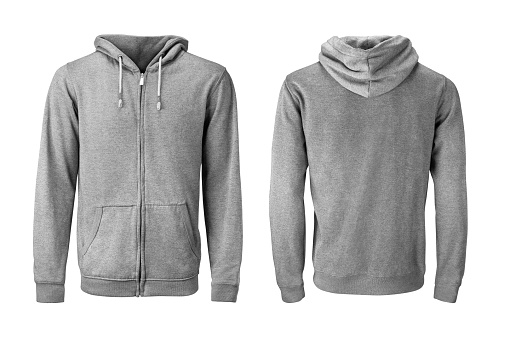 Gray hoodie or sweatshirt mockup isolated on white background