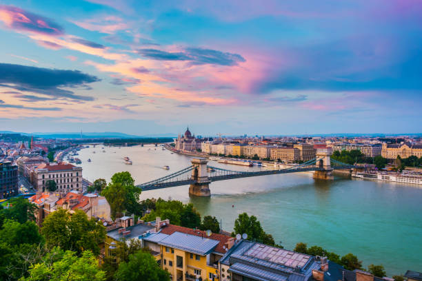 istock Panoramic view of Budapest after sunset 1168895979