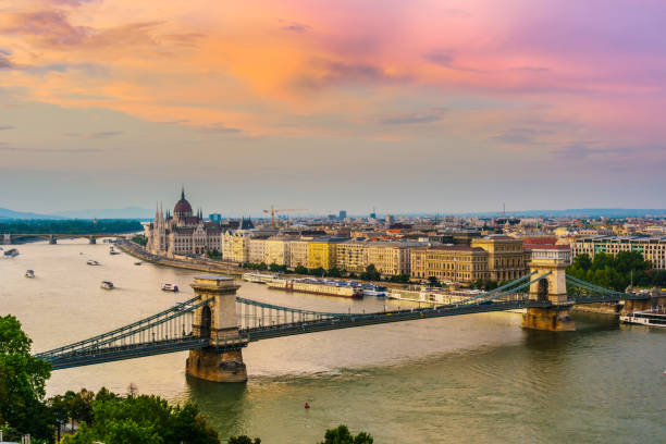 istock Panoramic view of Budapest after sunset 1168895986
