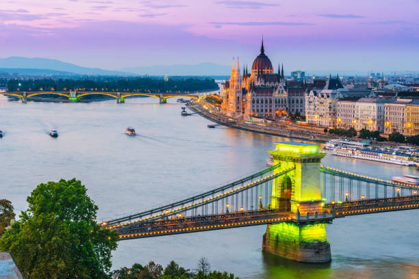 istock Panoramic view of Budapest after sunset 1168895988