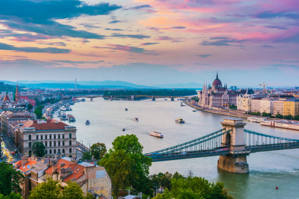 istock Panoramic view of Budapest after sunset 1168895993