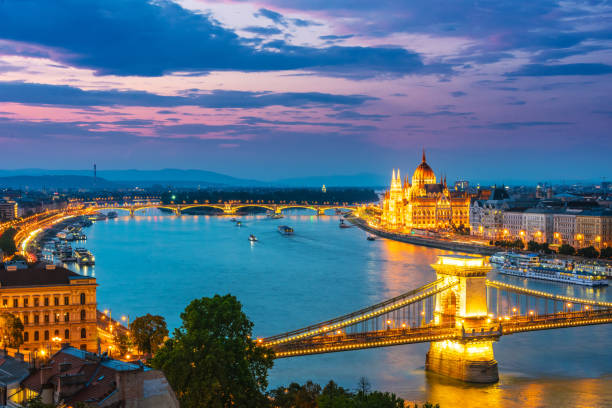 istock Panoramic view of Budapest by night 1168895996
