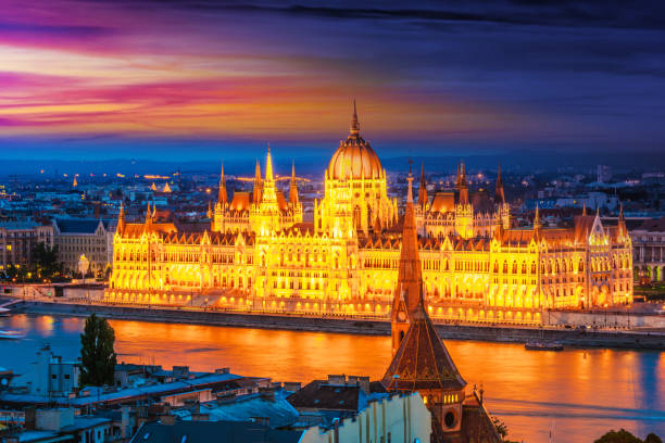 istock Panoramic view of Budapest after sunset 1168896699
