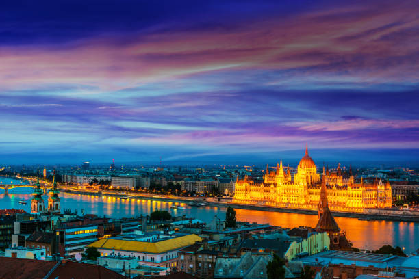 istock Panoramic view of Budapest after sunset 1168896711