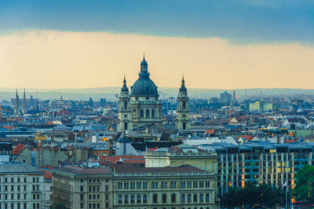 istock Panoramic view of Budapest after sunset 1168896725