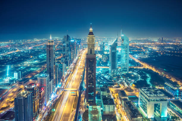 istock Aerial view on downtown Dubai, UAE, at night 1168900586