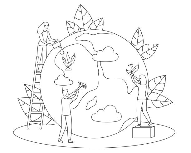 Protect Nature Ecology care earth day line vector vector art illustration