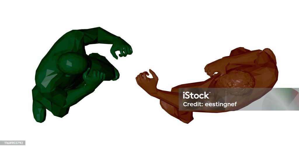 Fight Top View Men Fighting 3d Low Poly Vector Illustration Top View Stock ...