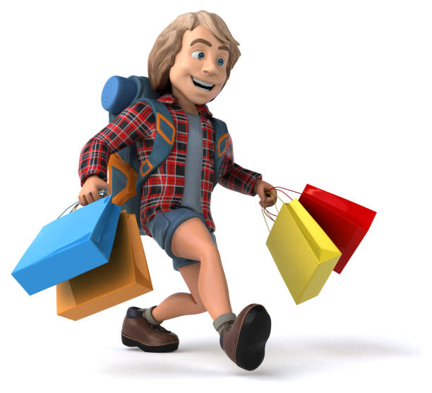 istock Man solo traveling backpacker - 3D Illustration 1168905969
