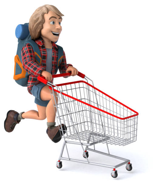 istock Man solo traveling backpacker - 3D Illustration 1168906000