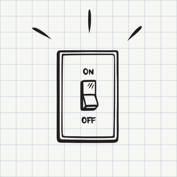Light switch doodle icon Electric switch hand drawn sketch in vector light switch stock illustrations