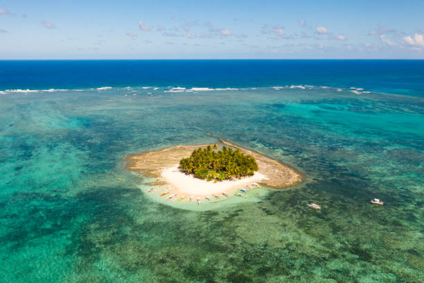 istock Guyam island, Siargao, Philippines. Small island with palm trees and a white sandy beach 1168910527