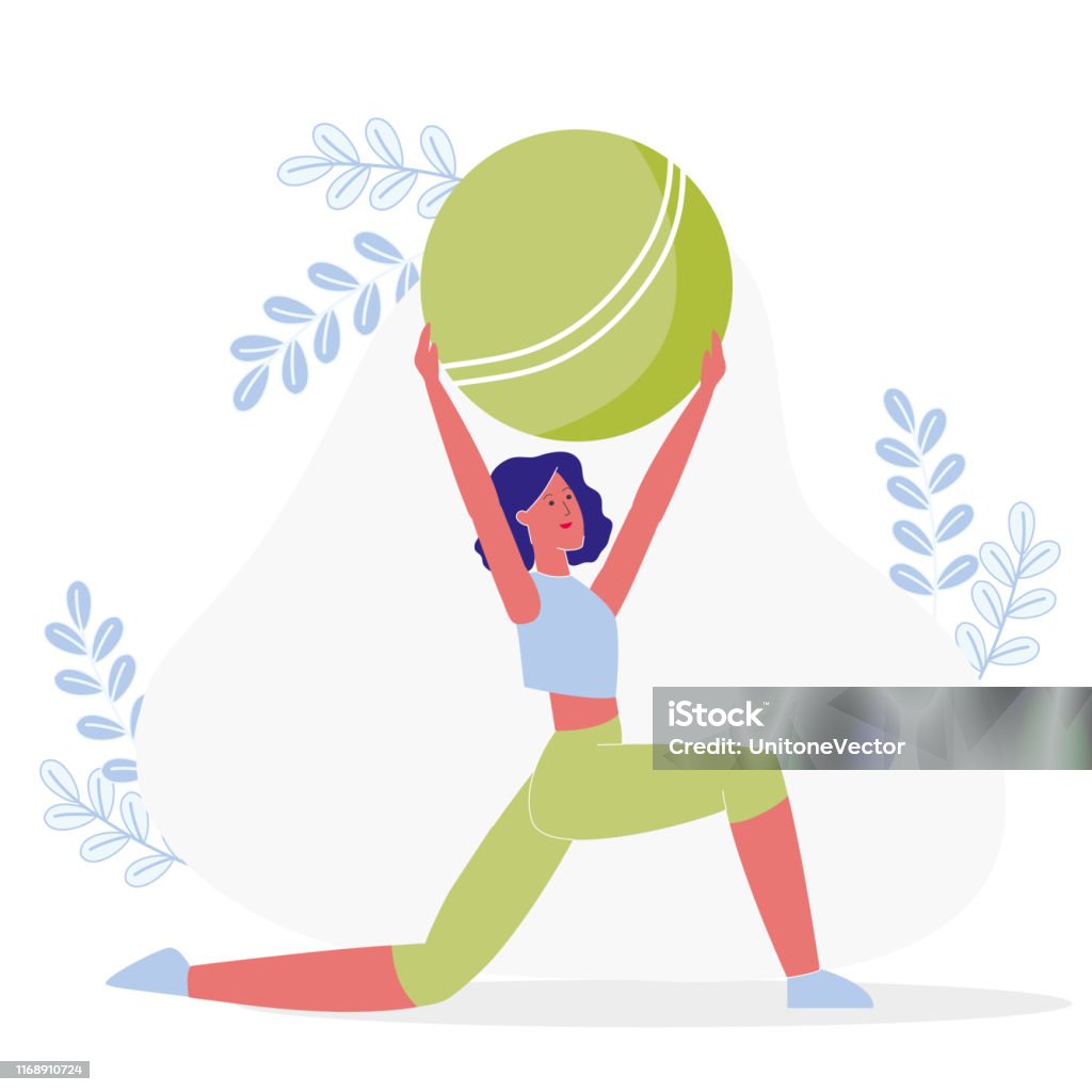 Flexibility Exercise Workout Vector Illustration Stock Illustration -  Download Image Now - Pilates, Sports Ball, Cartoon - iStock