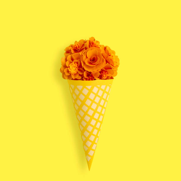 istock Paper waffle cone with flowers 1168911826