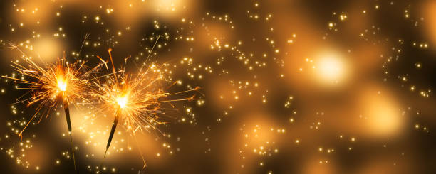 two burning sparkler at the party night