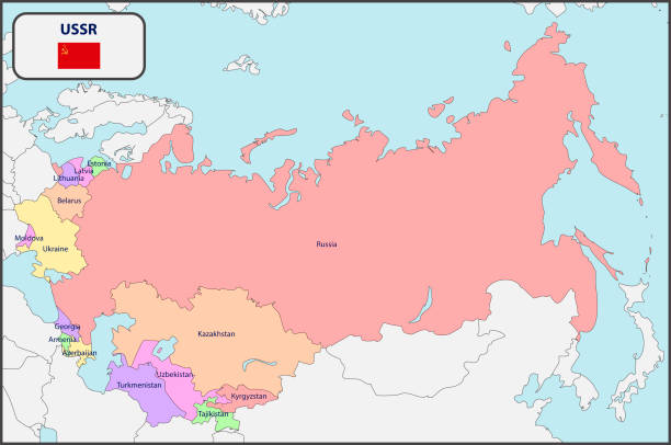 ilustrações de stock, clip art, desenhos animados e ícones de political map of ussr with names - russia