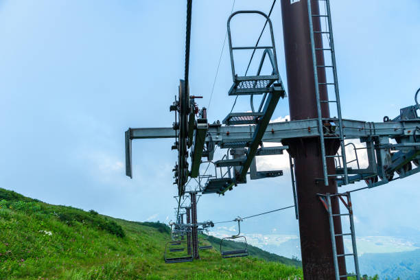 telesilla en la estación de esquí de japón - overhead cable car summer ski lift scenics fotografías e imágenes de stock