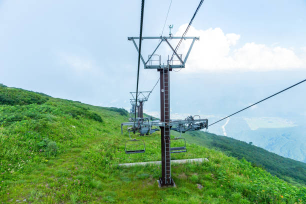 telesilla en la estación de esquí de japón - overhead cable car summer ski lift scenics fotografías e imágenes de stock