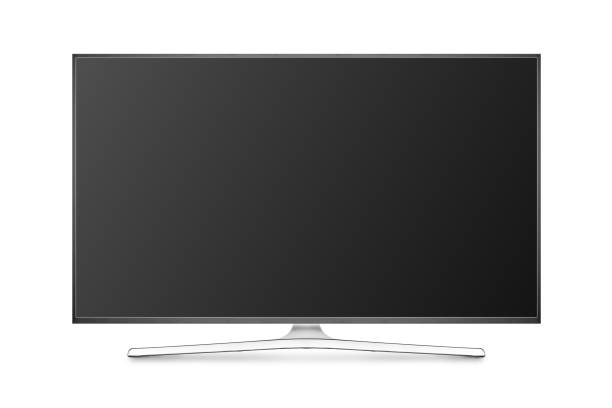 TV 4K flat screen lcd or oled, plasma realistic illustration, Black blank HD monitor mockup. TV 4K flat screen lcd or oled, plasma realistic illustration, Black blank HD monitor mockup, Modern video panel black flatscreen with clipping path full hd format stock pictures, royalty-free photos & images