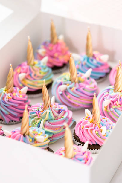istock Unicorn cupcakes in a white cupcake box. 1168926363