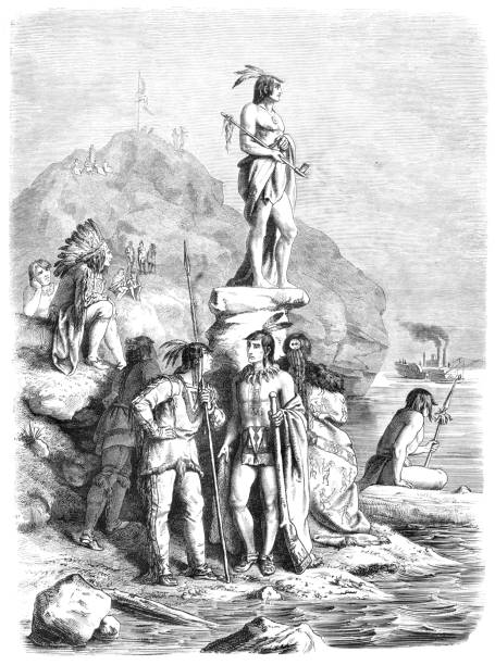 istock Native americans Yanktonans waiting for the steamboat St. Ange 1851 1168928871