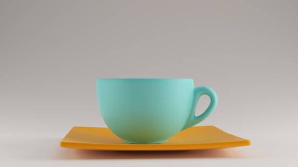 istock Gulf Blue Turquoise and Orange Coffee Cup an Saucer Cappuccino Tea Left View 1168932493