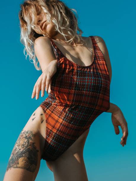 istock Sexy model in vintage swimsuit 1168932741
