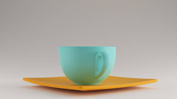 istock Gulf Blue Turquoise and Orange Coffee Cup an Saucer Cappuccino Tea Front View 1168932801