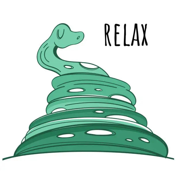 Vector illustration of Very calm Python. Relax. Vector illustration