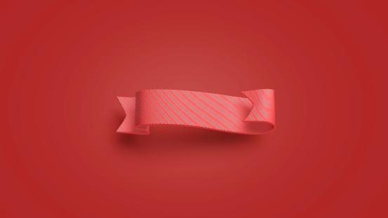 Bandrole rojo en blanco maqueta aislado en el fondo de las gules photo