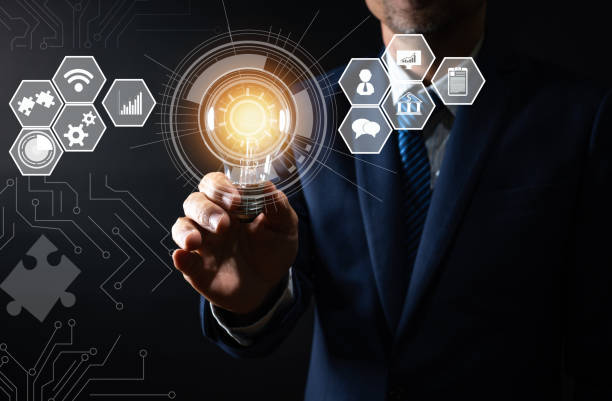 istock innovation and technology, businessman holding holding tablet with lighting bulb creative and connection line to communicate with internet network display, Innovate and develop unlimited people 1168933430