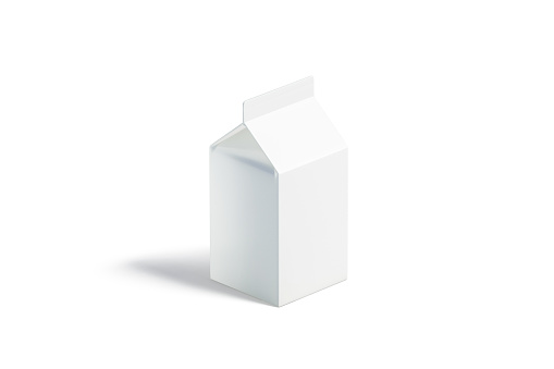 Blank white small milk pack mockup, side view