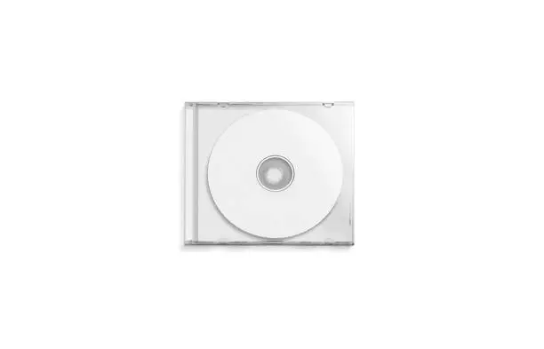 Blank white transparent cd case mockup closed, top view, 3d rendering. Empty computer dvd disk mock up, isolated. Clear plastic storage with diaphanous lid template.