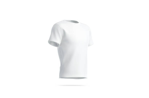 istock Blank white clean t-shirt mockup, isolated, side view, 1168939915