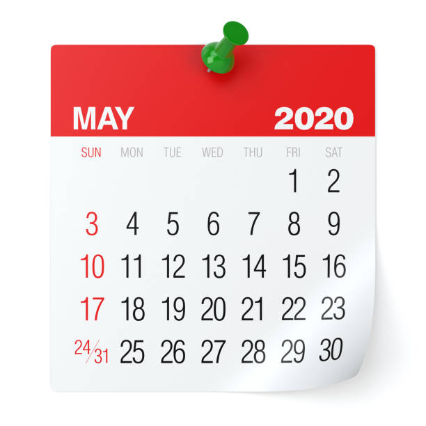 May 2020 - Calendar. Isolated on White Background. 3D Illustration