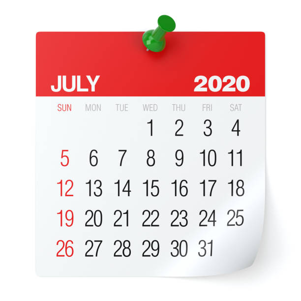 istock July 2020 - Calendar. Isolated on White Background. 3D Illustration 1168941254