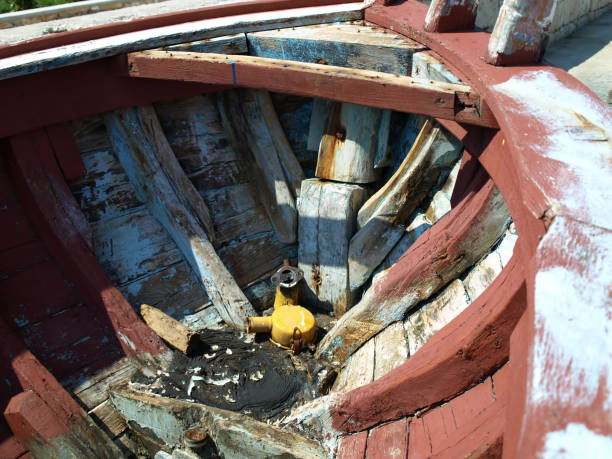 Weathered boat hull stock photo