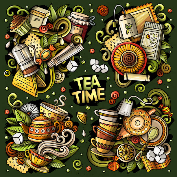 Colorful Vector Hand Drawn Doodles Cartoon Set Of Tea Combinations Stock  Illustration - Download Image Now - iStock