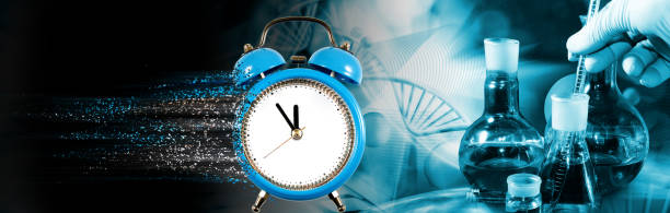 istock Image of a clock with particles decaying on one side 1168943722