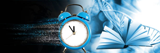 istock Image of a clock with particles decaying on one side 1168943747