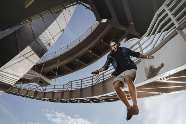 istock Parkour athlete flying from high attitude. 1168946526