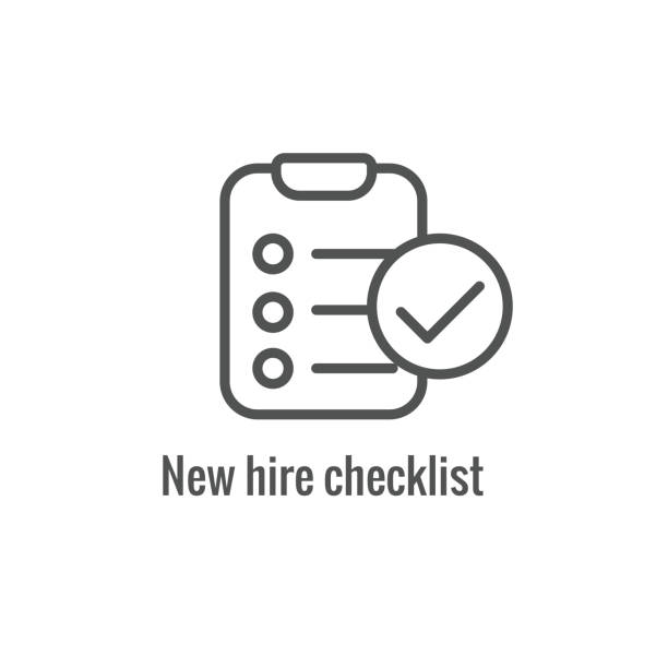 ilustrações de stock, clip art, desenhos animados e ícones de hiring process icon with an aspect of being a new hire - occupation handbook human resources recruitment