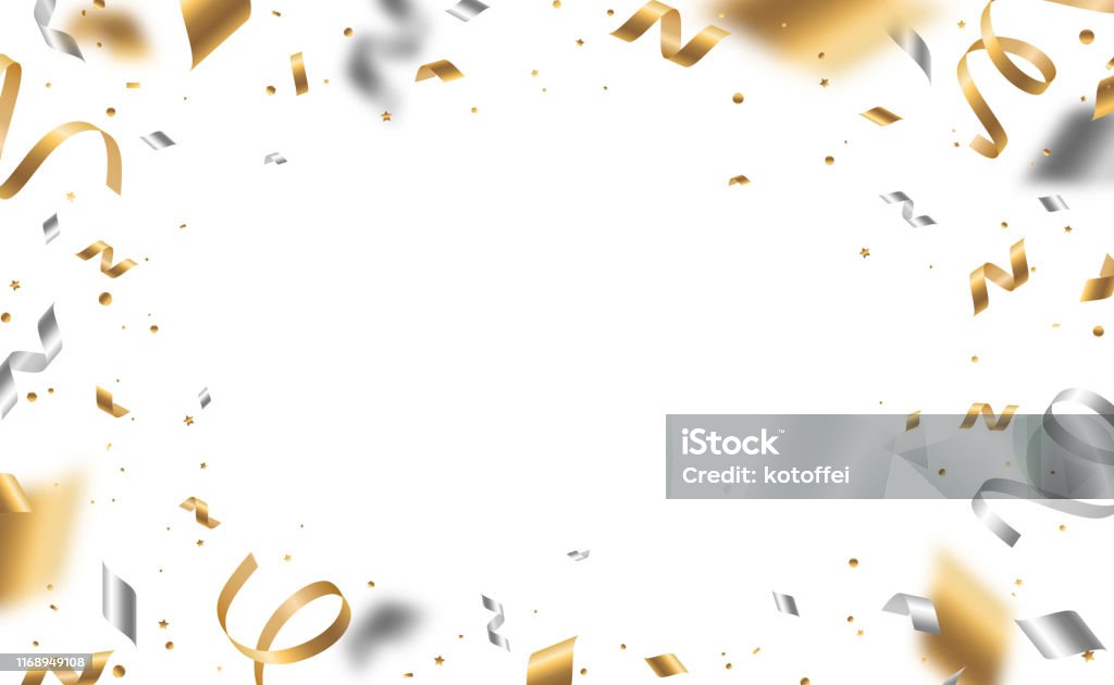 Confettis d'or et d'argent - clipart vectoriel de Nouvel an libre de droits