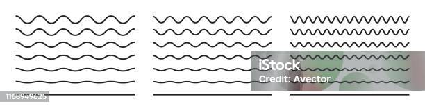 웨이브 라인과 물결 모양의 지그재그 패턴 라인 벡터 블랙 밑줄 매끄러운 끝 구불 구불 수평 곡선 물결 파도 패턴에 대한 스톡 벡터 아트 및 기타 이미지