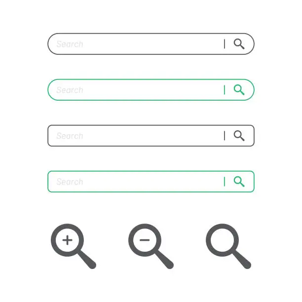 Vector illustration of Search Bar and Magnifying Glass Icon Flat Design.