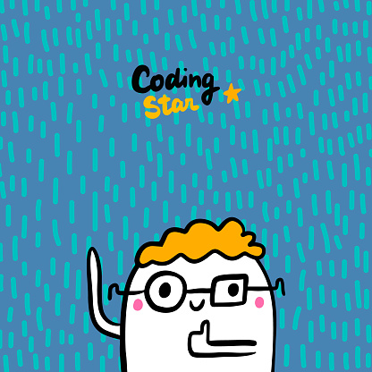 Coding Star Hand Drawn Vector Illustration In Cartoon Style Cute ...