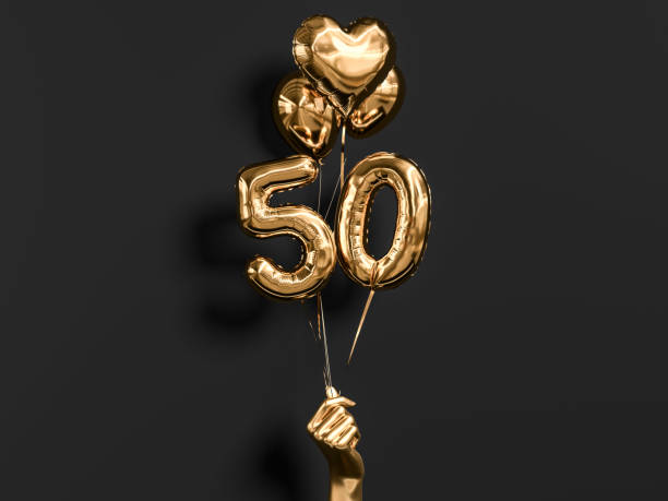 50 years old. Gold and black Number 50th anniversary, happy birthday congratulations 50 years old. Gold and black Number 50th anniversary, happy birthday congratulations. 3d rendering. number 50 stock pictures, royalty-free photos & images