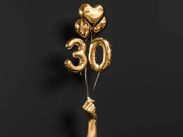 Photo of 30 years old. Gold and black Number 30th anniversary,