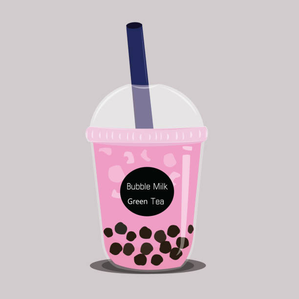 illustrazioni stock, clip art, cartoni animati e icone di tendenza di il tè al latte a bolle. il tè al latte di perla nera è famoso bere grande e piccolo vettore tazza. - perla nera